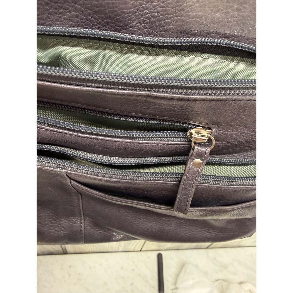 Osgoode Marley Plum Leather Crossbody Bag RFID Multi-Zip Messenger Purple - Picture 14 of 16
